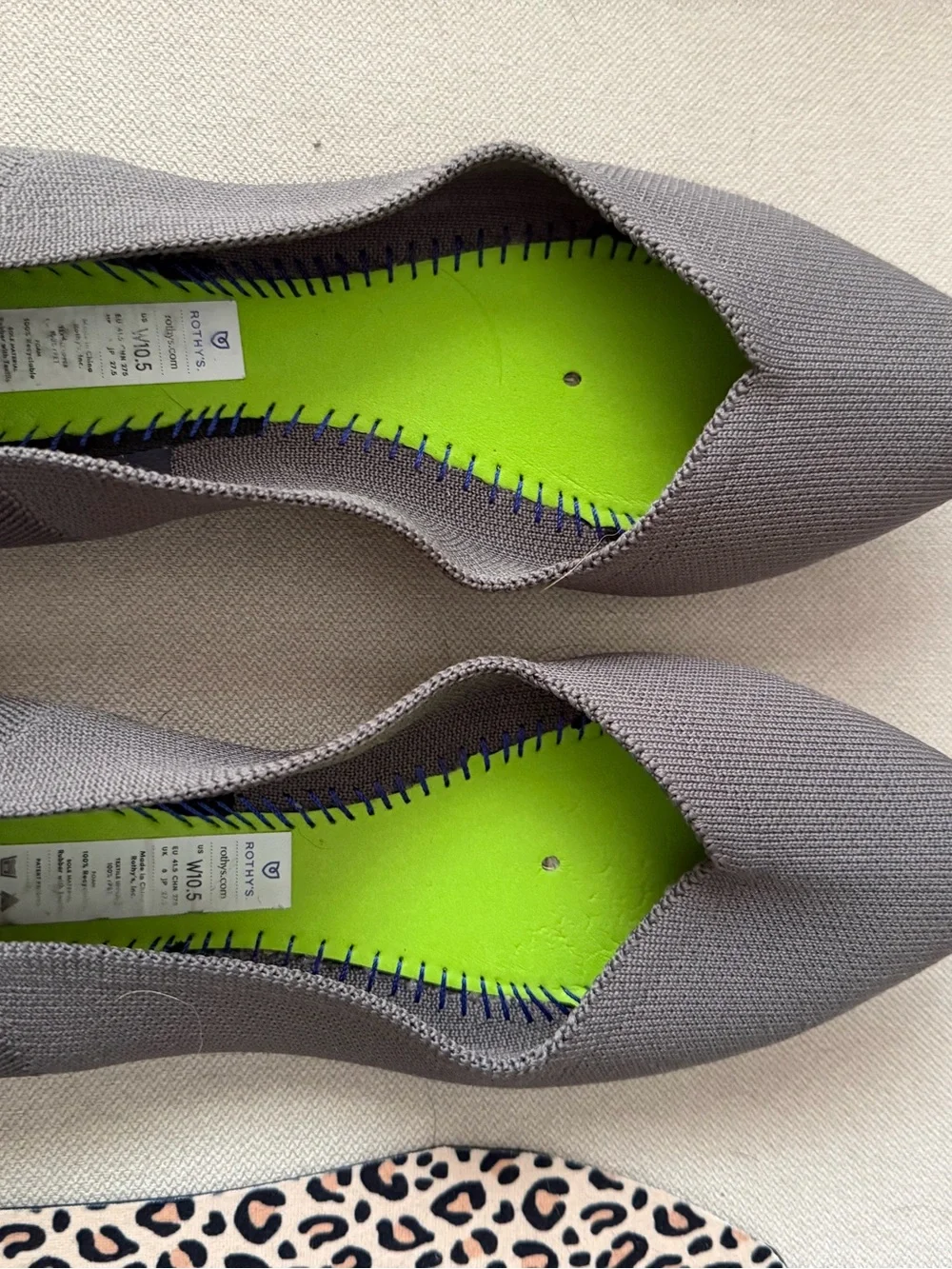 Rothys Gray Pointed Toe Knit Flats